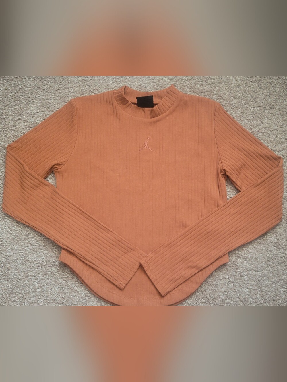 Jordan Ribbed Long Sleeve Top in Rust